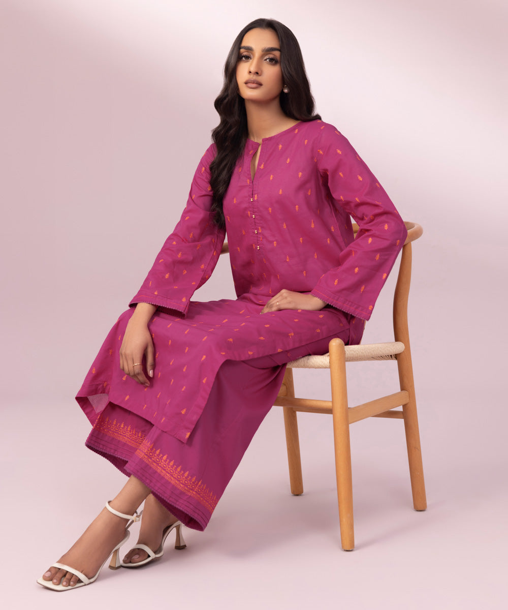 Women's Pret Lawn Embroidered Pink Straight Shirt