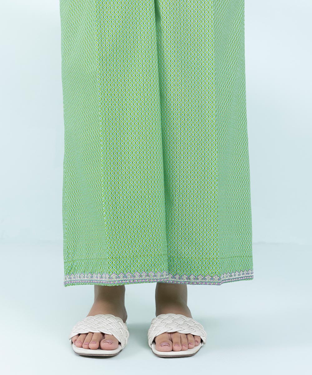 Women's Pret Cambric Embroidered Lime Culottes