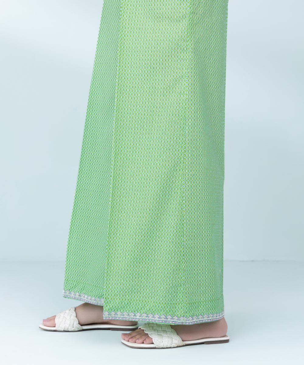 Women's Pret Cambric Embroidered Lime Culottes
