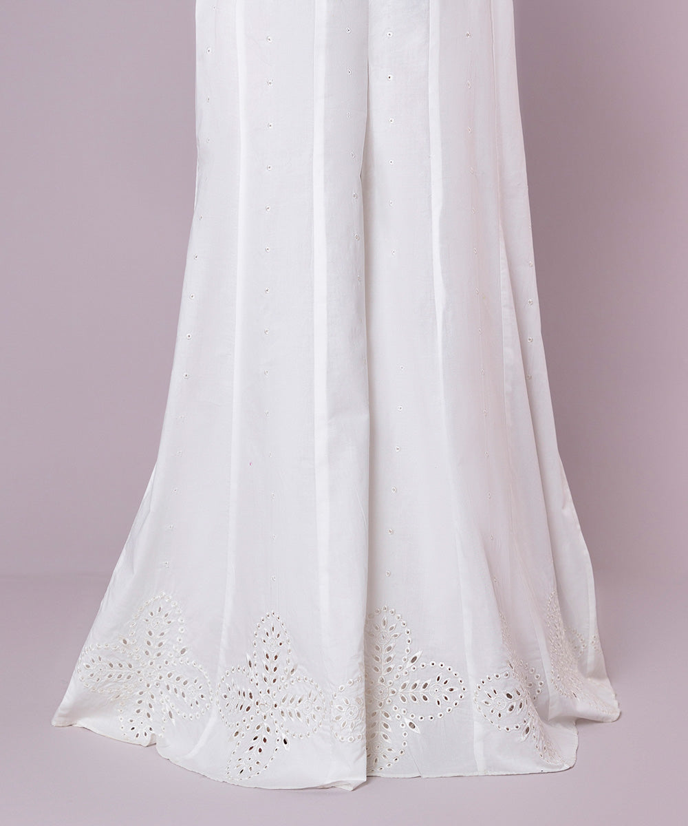 Women's Pret Cambric Embroidered White Sharara