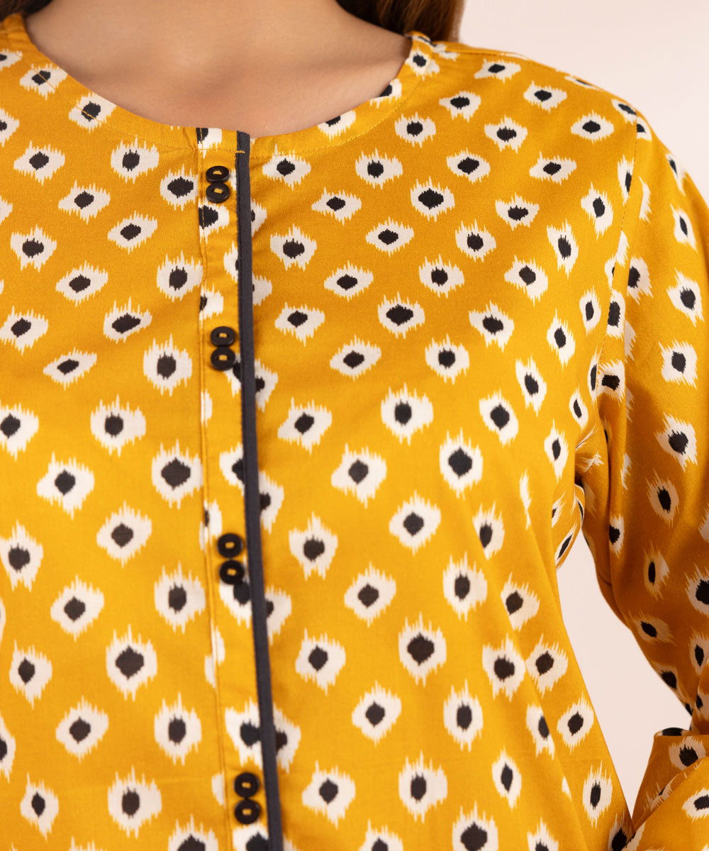 Women's Pret Stretch Lawn Yellow Printed A-Line Shirt