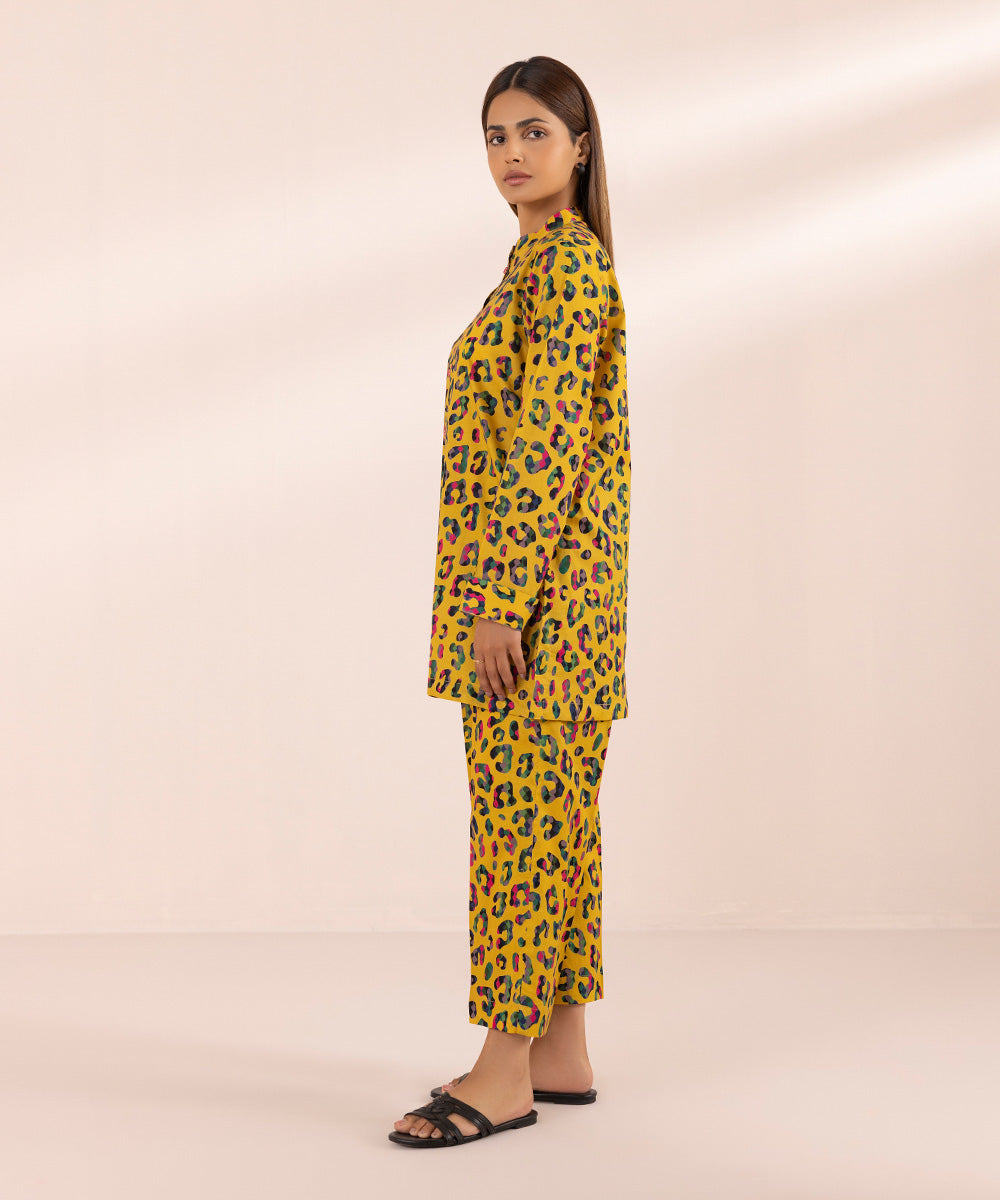 Women's Pret Stretch Lawn Yellow Printed Straight Shirt