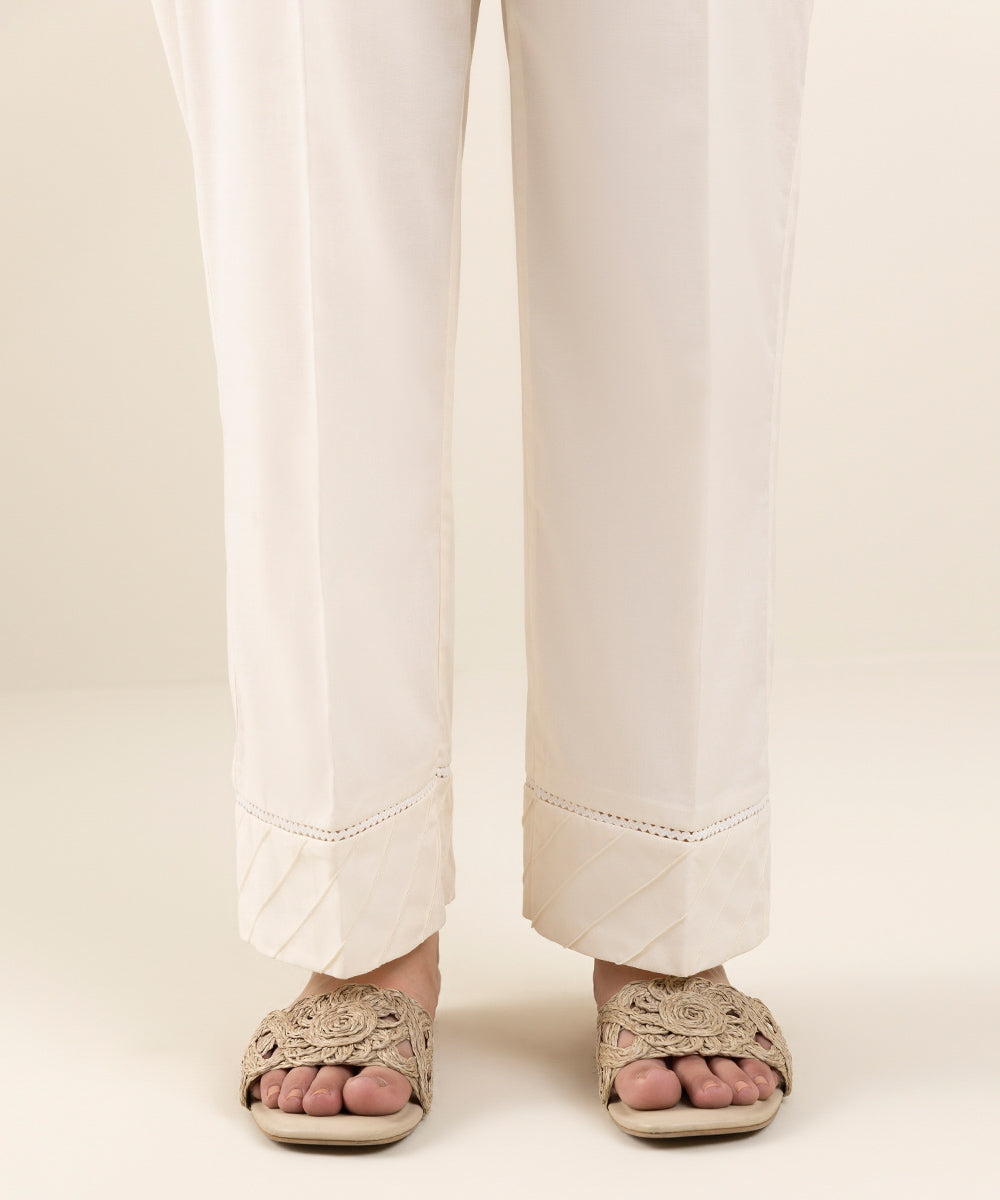 Women's Pret Cambric Off White Straight Pants