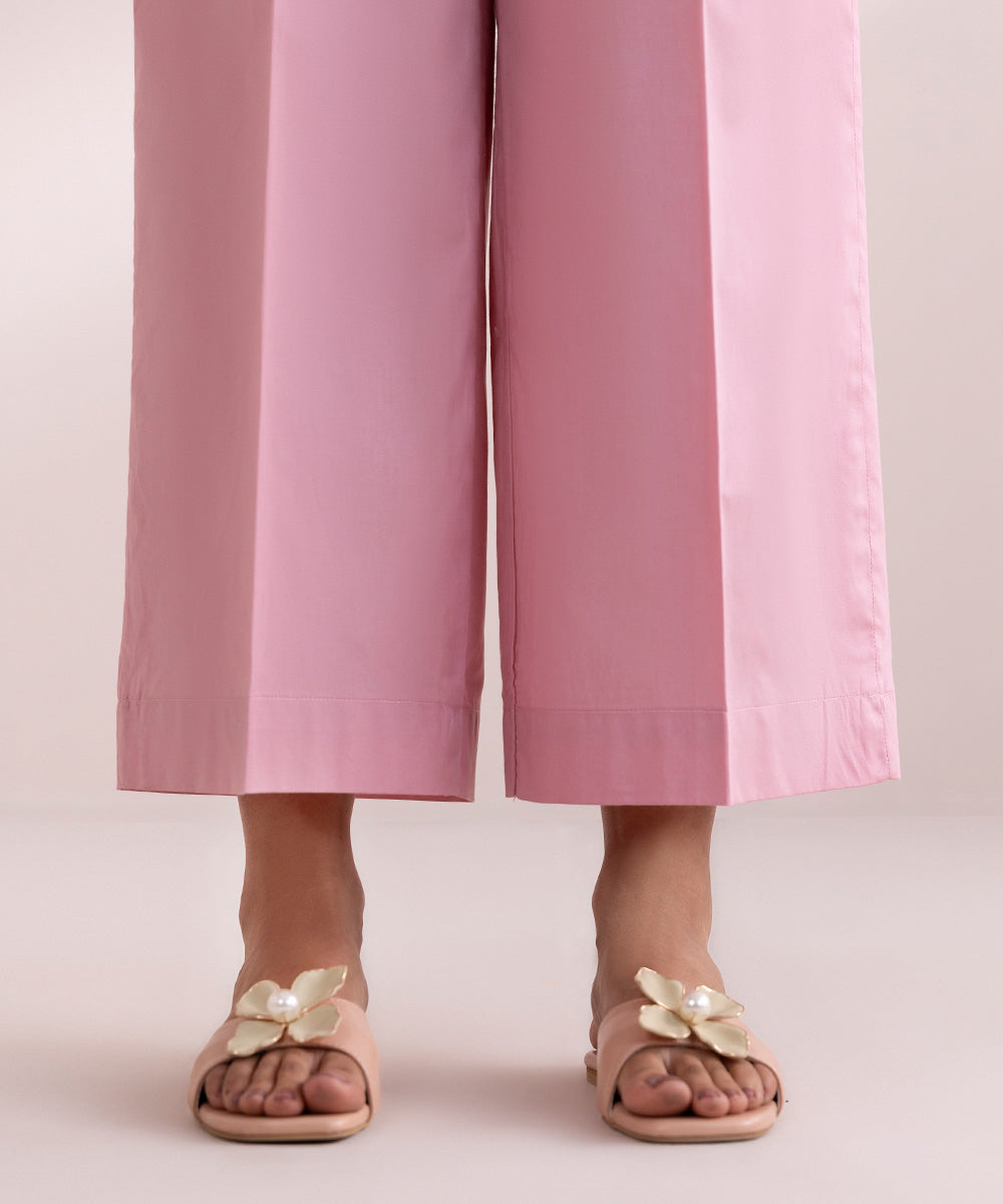Women's Pret Cambric Pink Solid Culottes