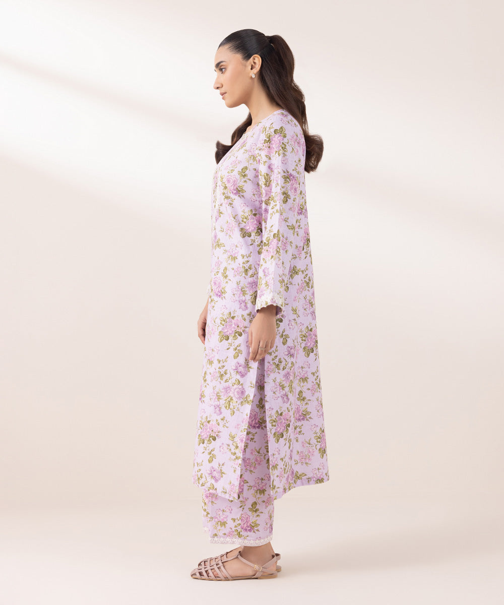 Women's Pret Khaddar Embroidered Lilac A-Line Shirt