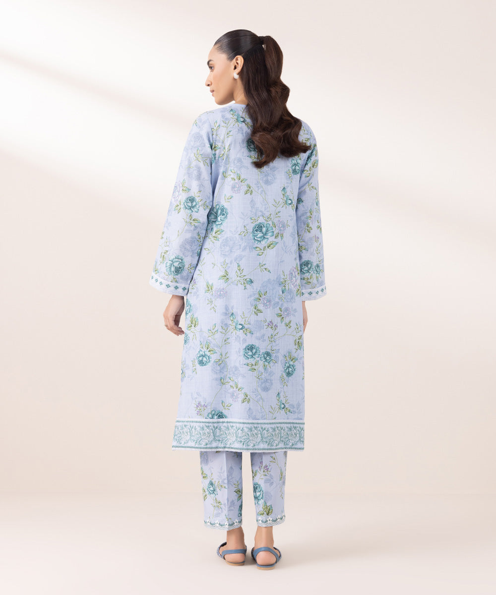 Women's Pret Khaddar Embroidered Sky Blue A-Line Shirt