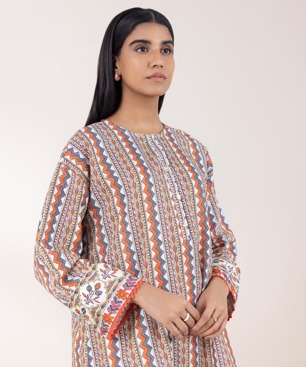 Women's Pret Khaddar Printed Multi Boxy Shirt