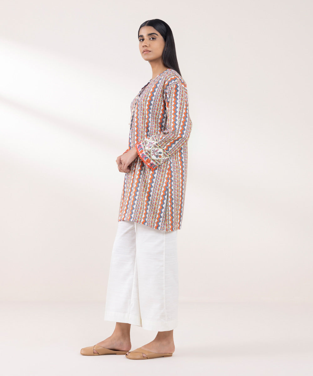 Women's Pret Khaddar Printed Multi Boxy Shirt