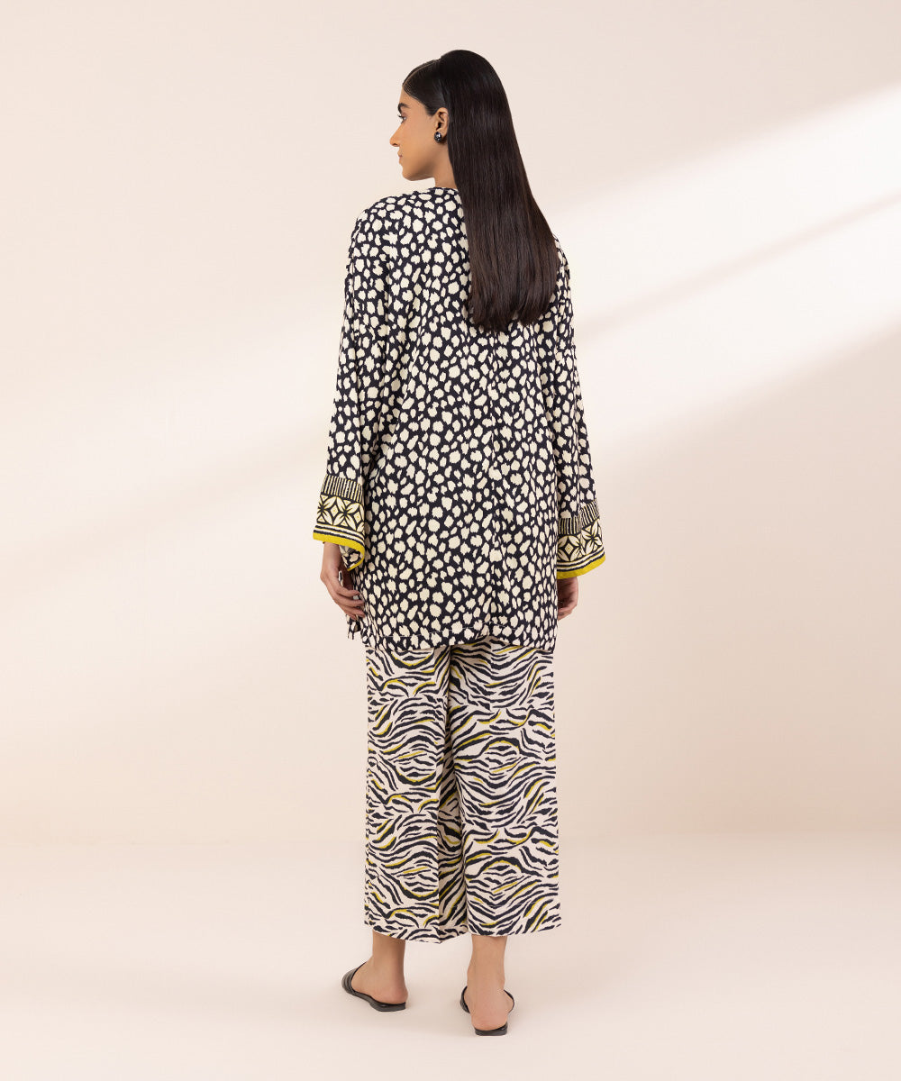 Women's Pret Arabic Lawn Printed Black Boxy Shirt