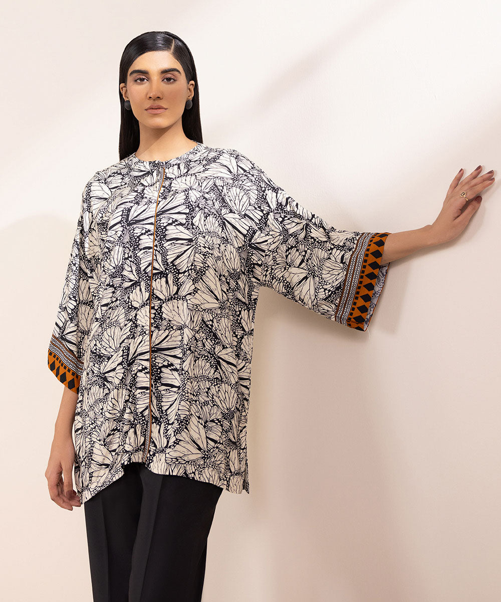 Women's Pret Arabic Lawn Printed Multi Boxy Shirt