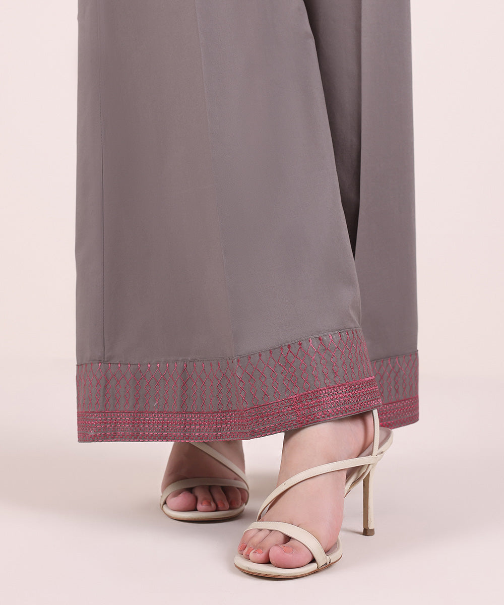 Women's Pret Cambric Embroidered Fawn Grey Culottes