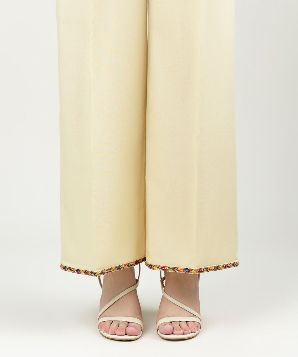 Women's Pret Cambric Embroidered Beige Culottes