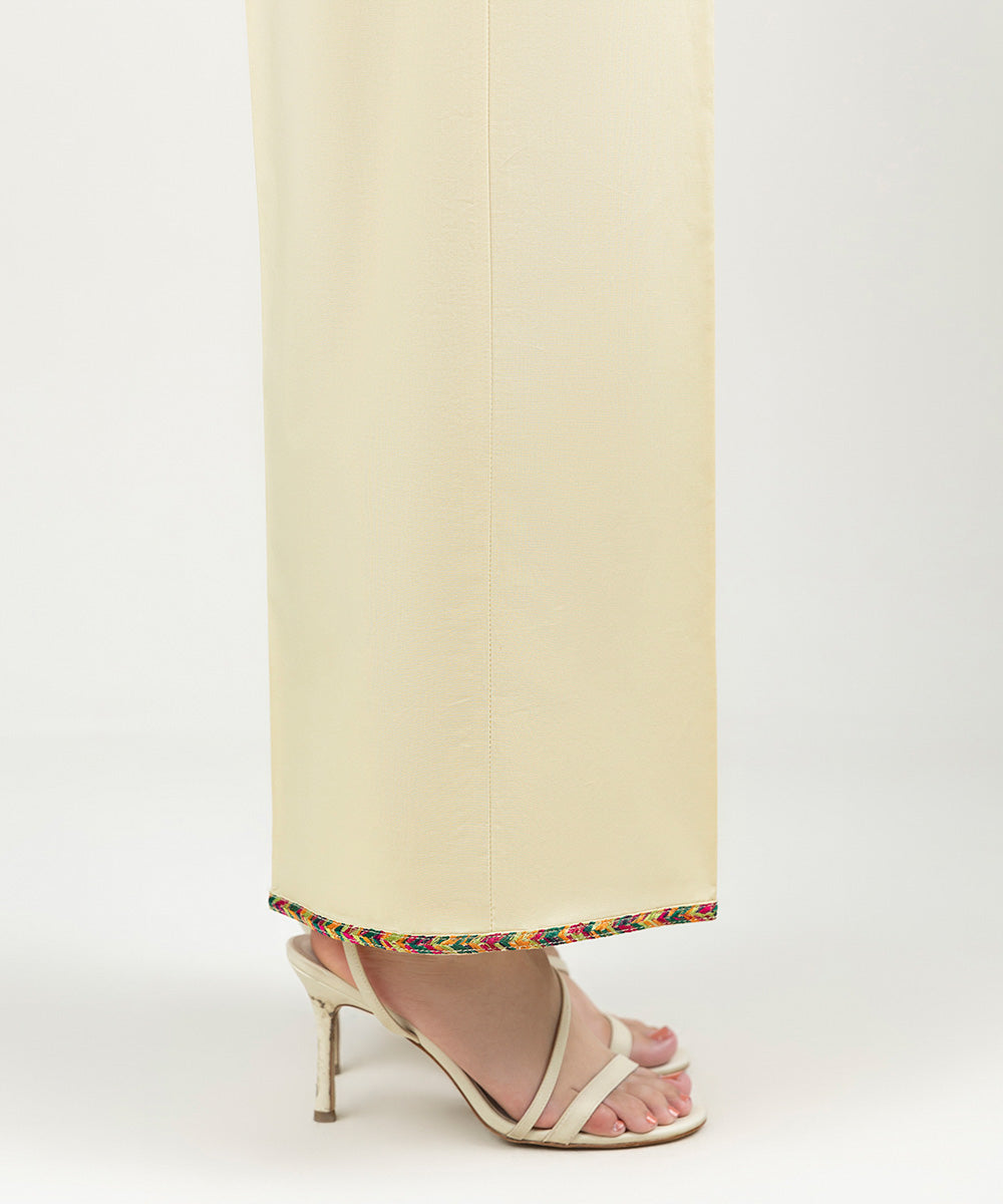 Women's Pret Cambric Embroidered Beige Culottes