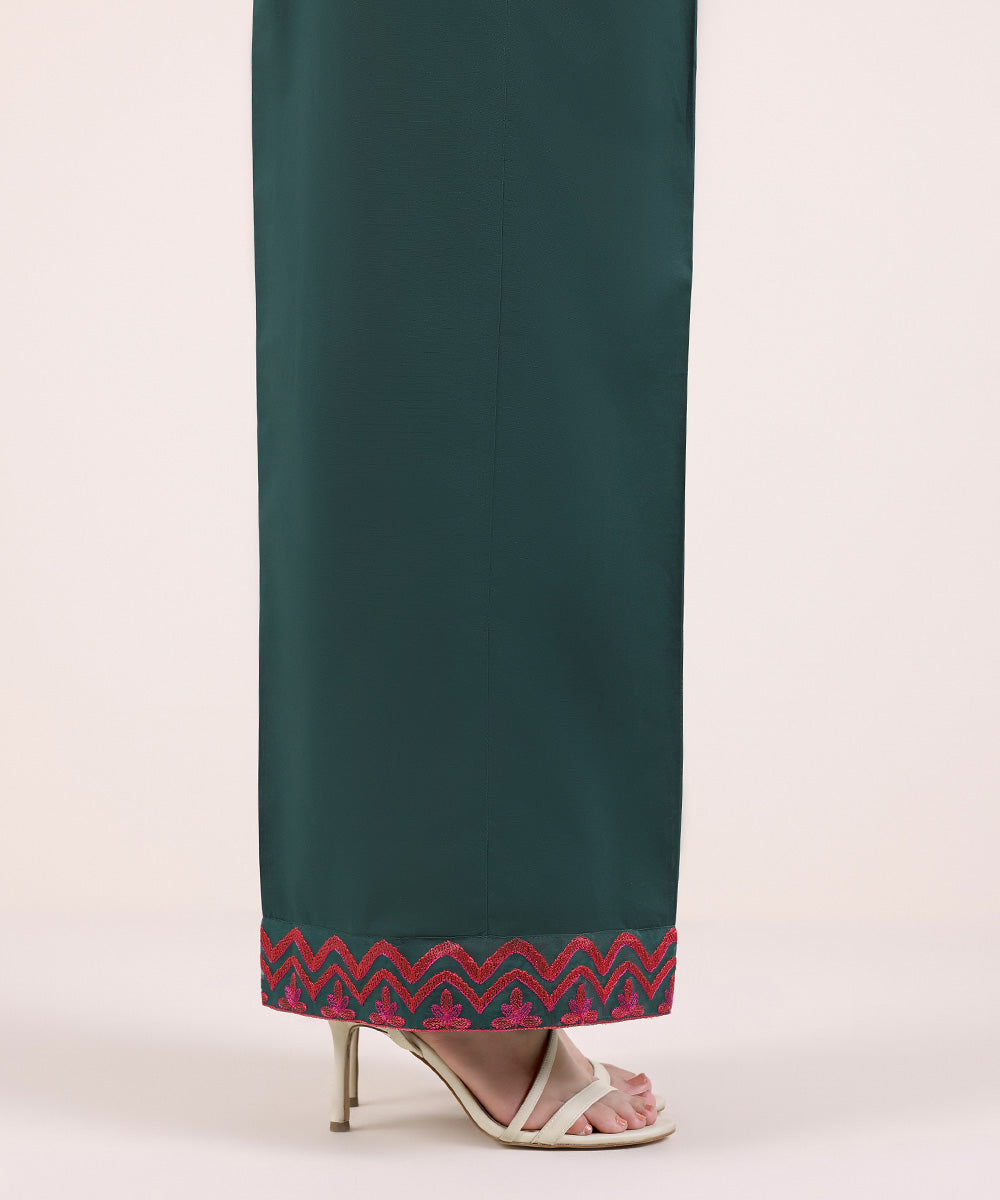 Women's Pret Cambric Embroidered Forest Green Culottes