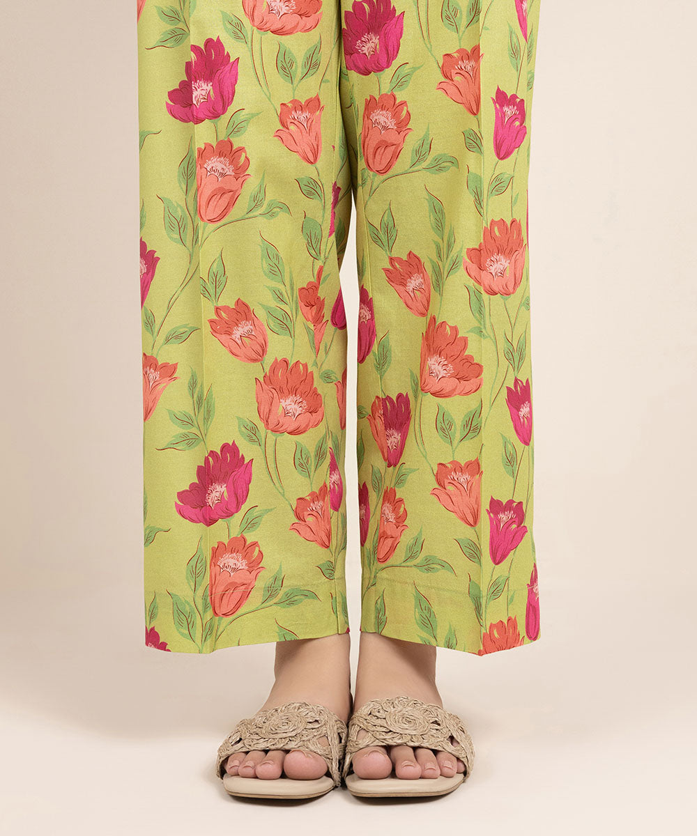 Women's Pret Cambric Printed Multi Straight Pants