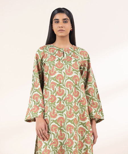 Women's Pret Khaddar Printed Sage Green A-Line Shirt