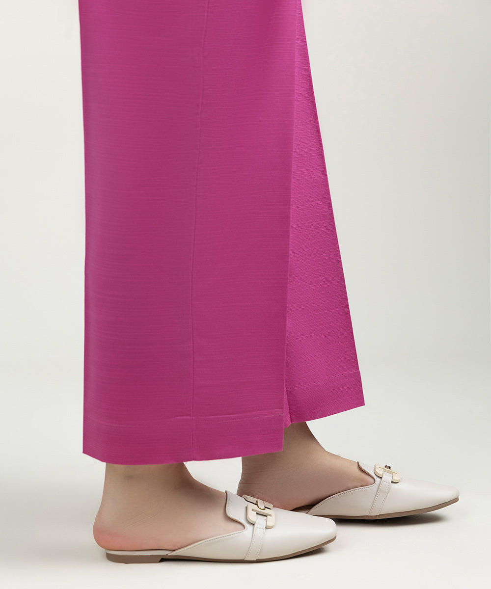 Women's Pret Khaddar Solid Pink Straight Pants