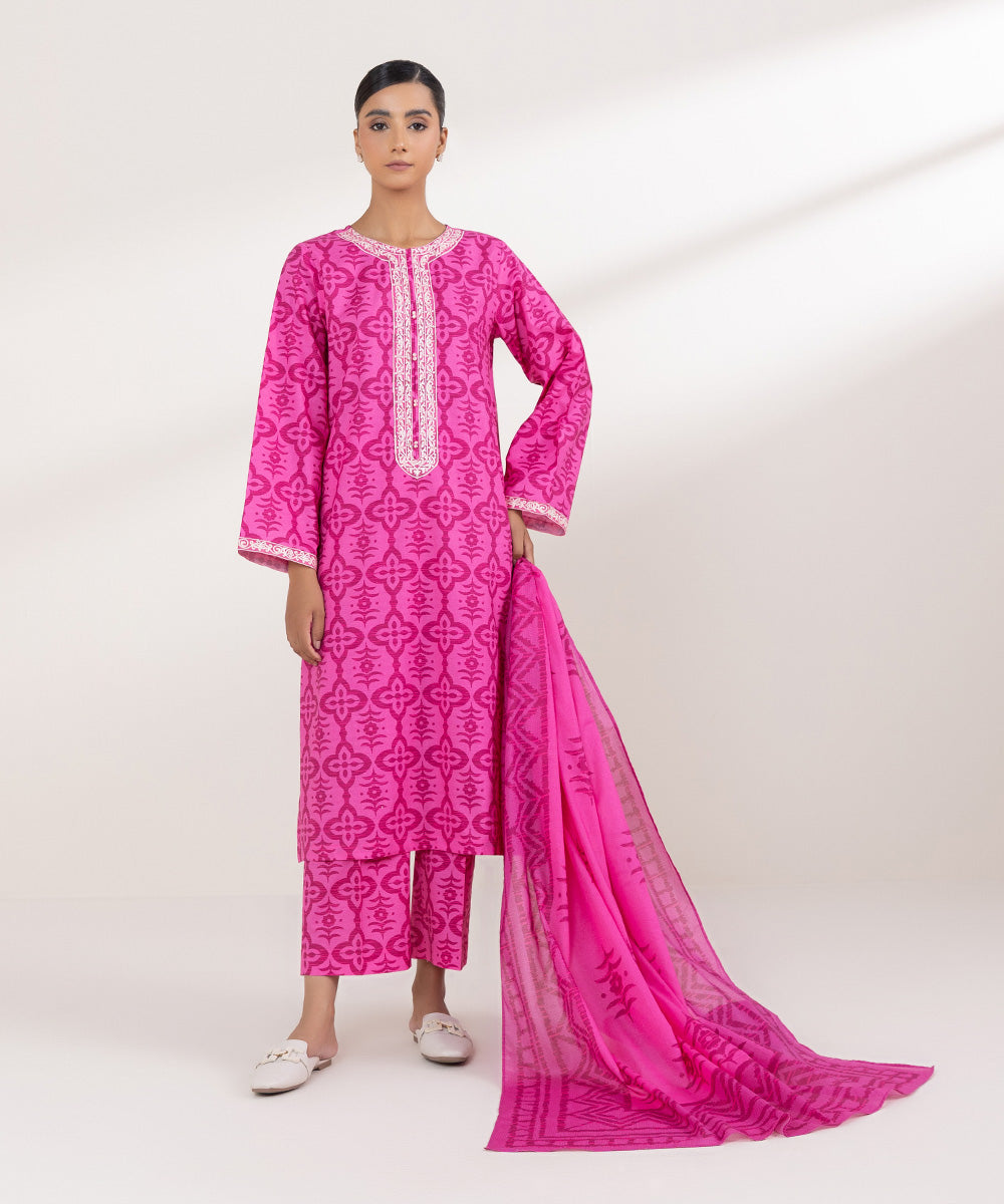 Fine Voile Pink Printed Dupatta