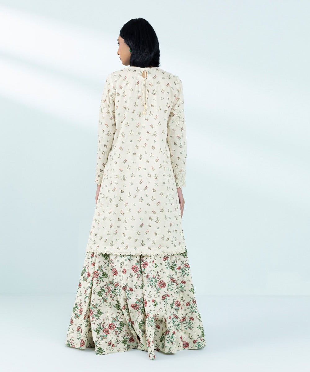 Women's Pret Zari Lawn Embroidered Ivory A-Line Shirt