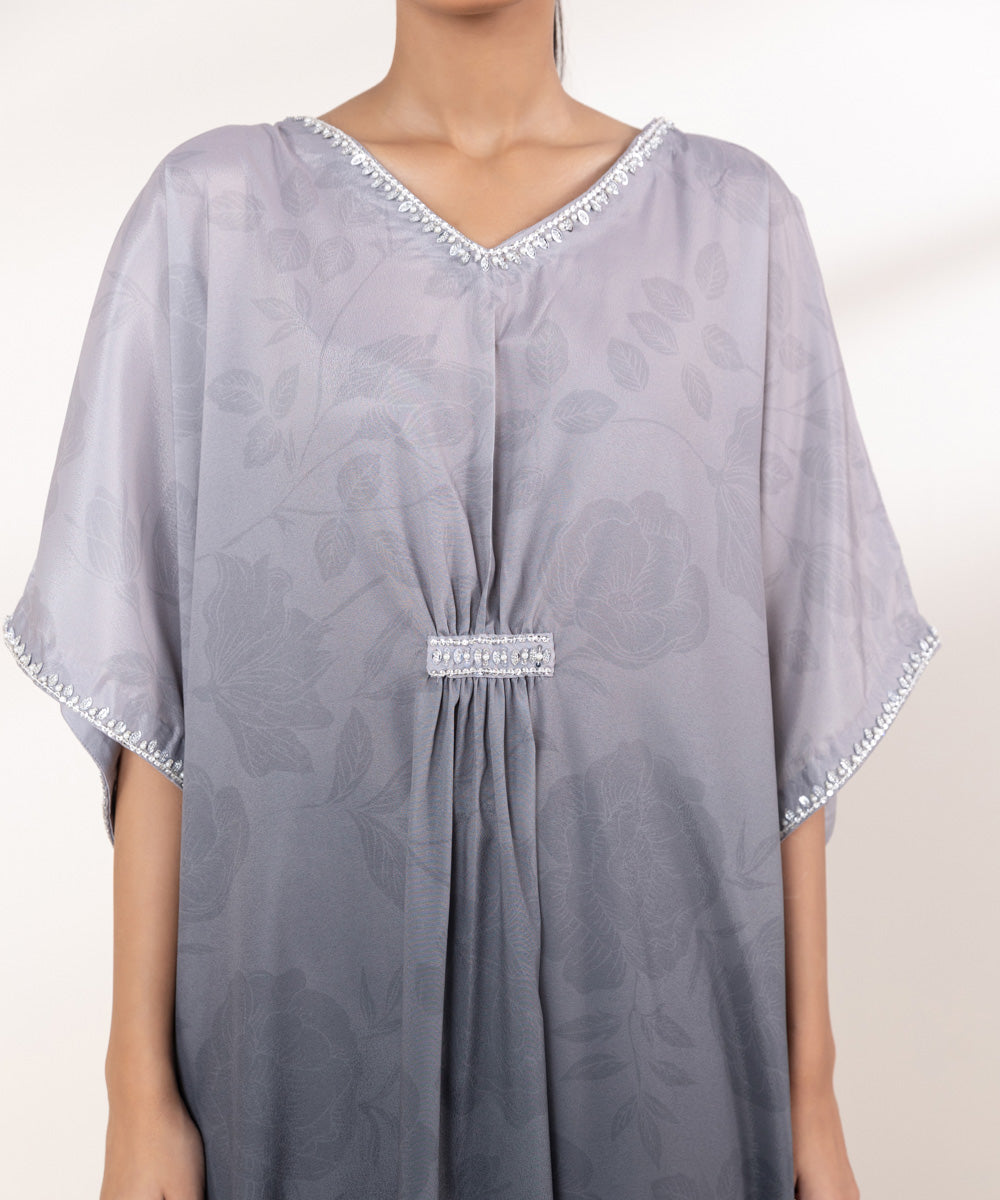 Women's Pret Blended Grip Grey Printed Kaftan