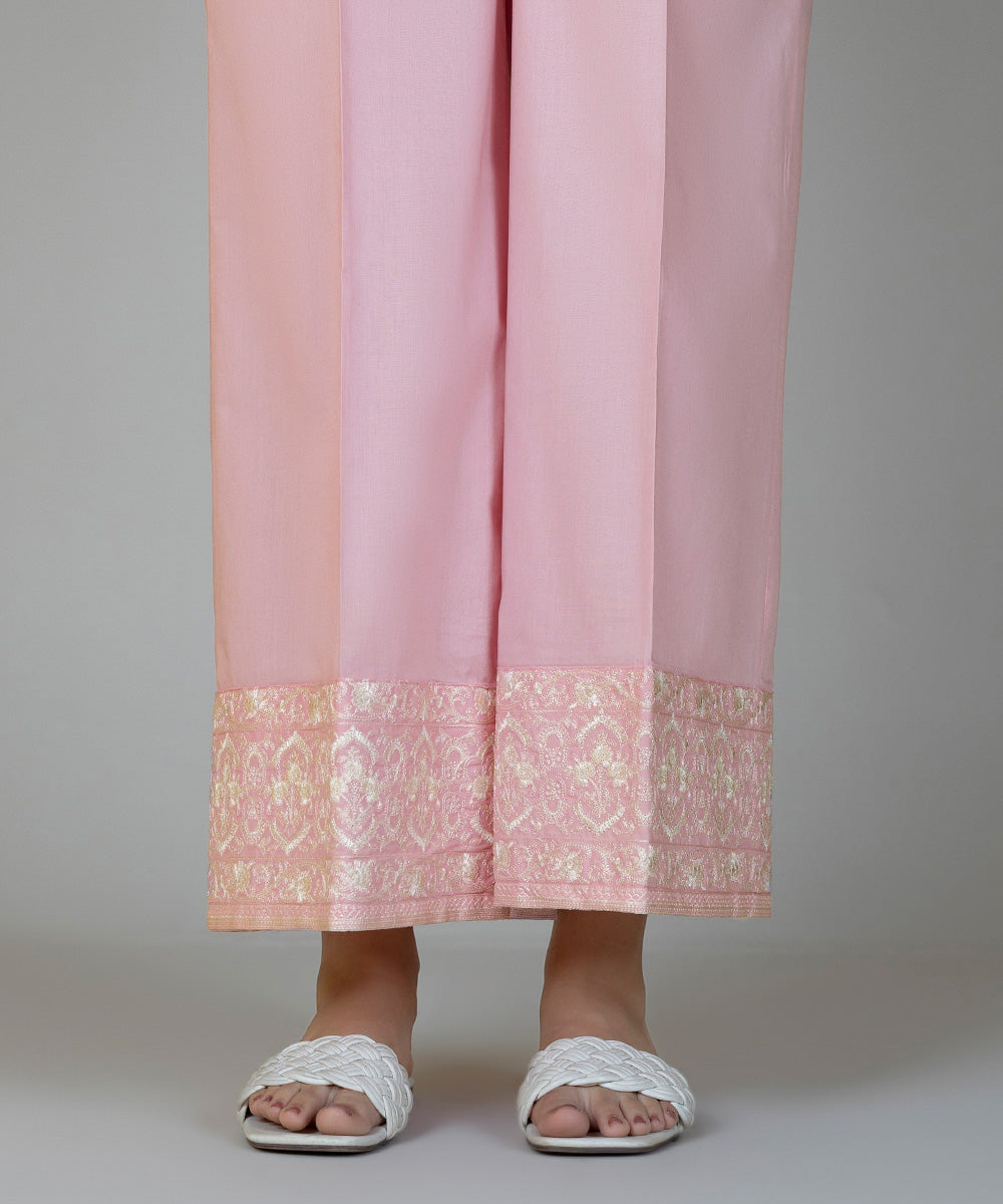 Women's Pret Cambric Embroidered Pink Culottes