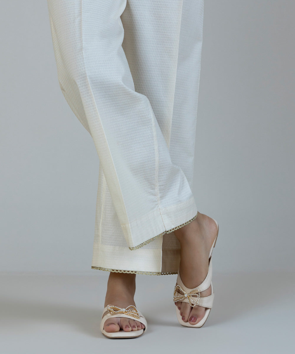 Women's Pret Dobby Off White Dyed Culottes