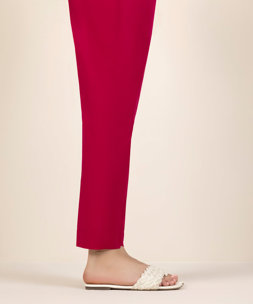 Women's Pret Cambric Embroidered Pink Cigarette Pants