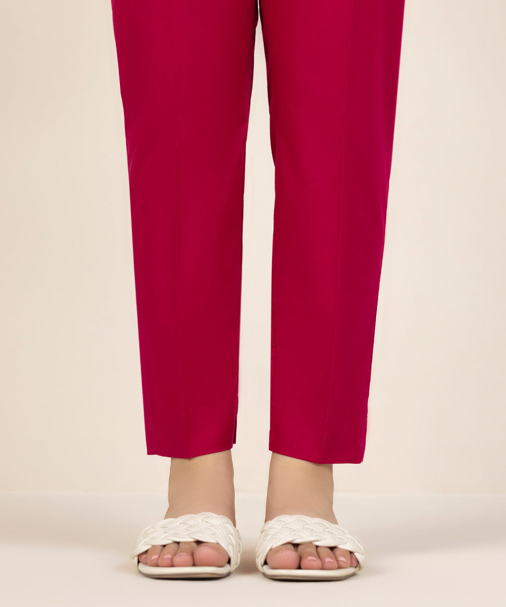 Women's Pret Cambric Embroidered Pink Cigarette Pants