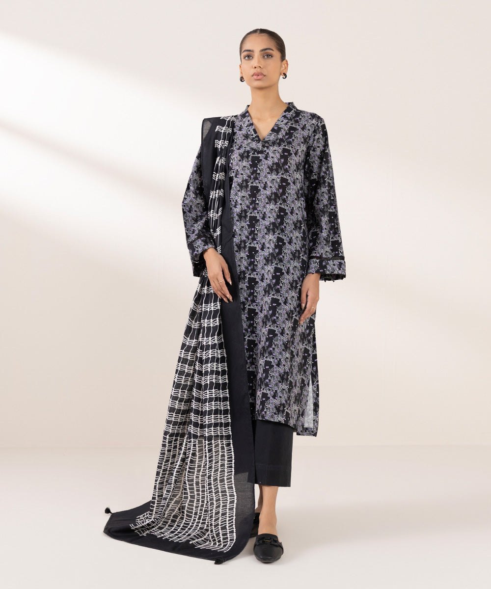 Khaddar Black Printed Dupatta