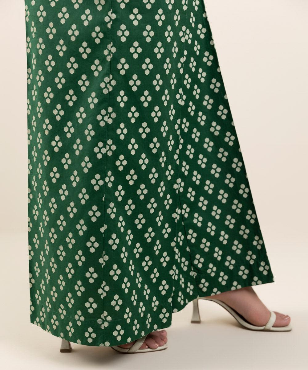 Women's Pret Cambric Green Solid Embroidered Culottes