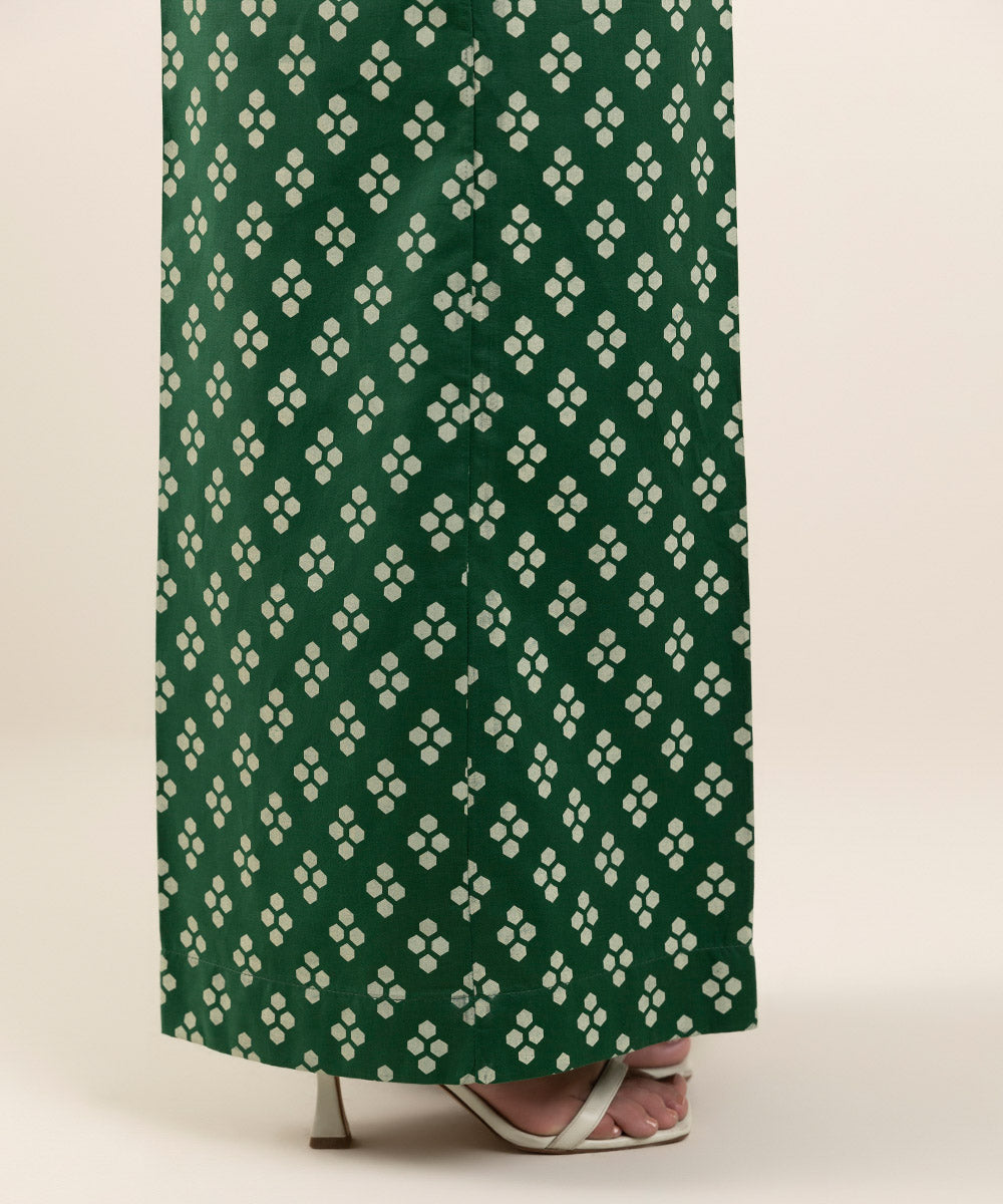 Women's Pret Cambric Green Solid Embroidered Culottes