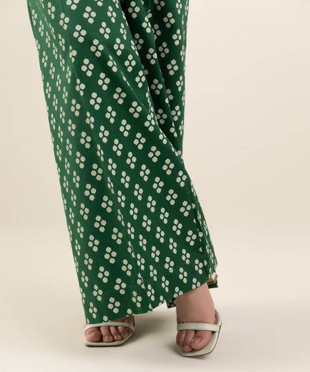 Women's Pret Cambric Green Solid Embroidered Culottes