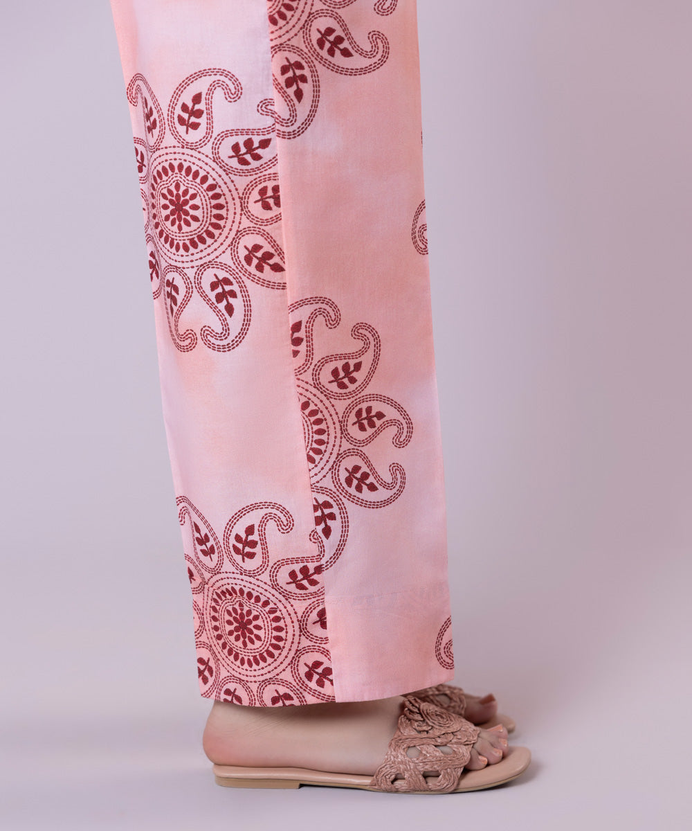 Women's Pret Cambric Printed Pink Straight Pants