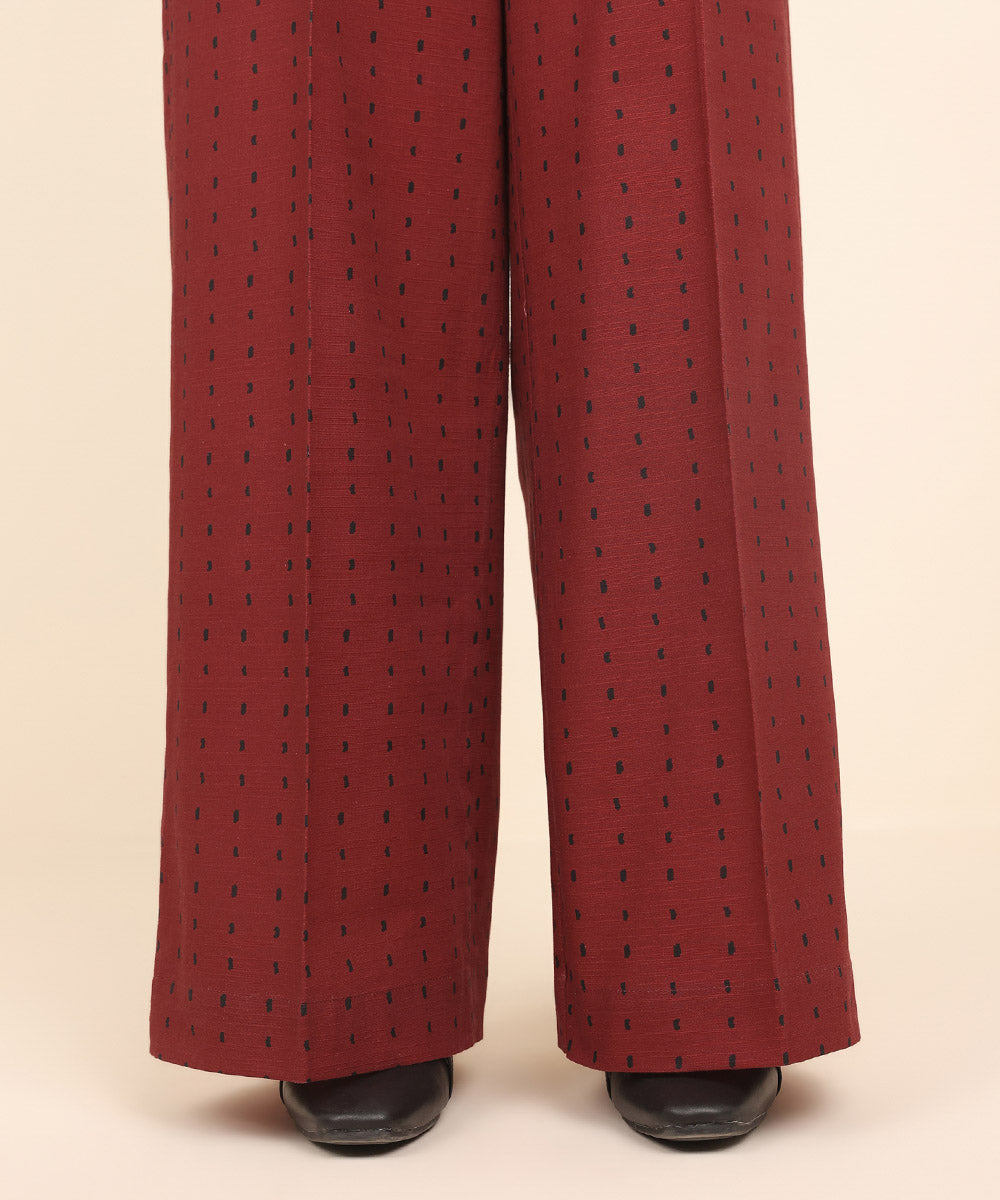 Women's Pret Khaddar Red Printed Culottes