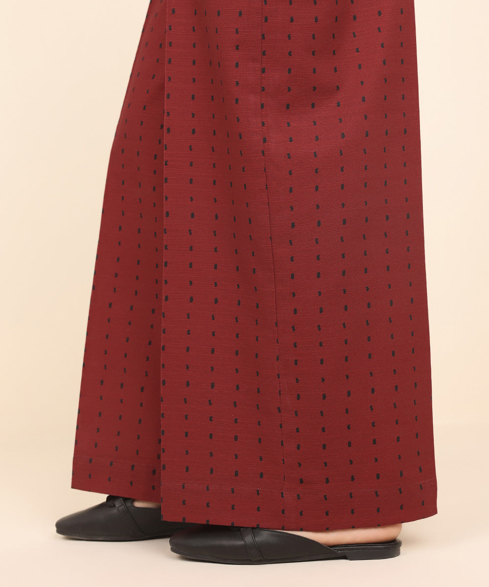 Women's Pret Khaddar Red Printed Culottes