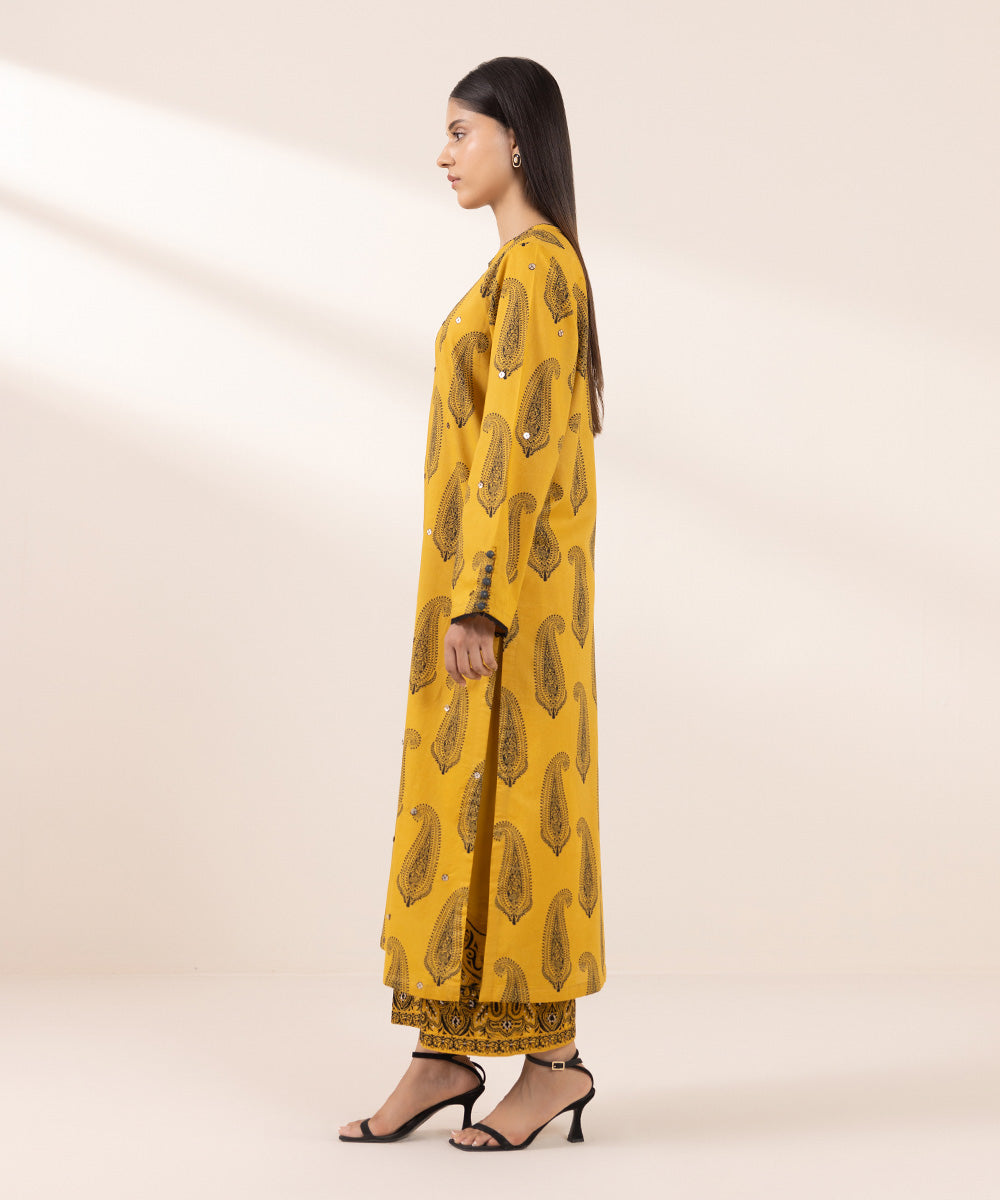 Women's Pret Lawn Printed Yellow Straight Shirt