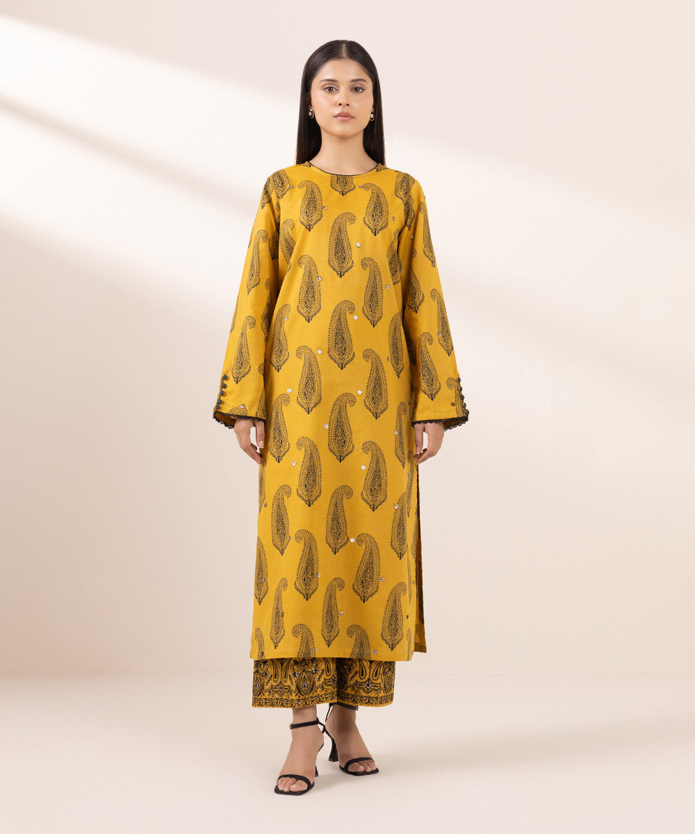 Women's Pret Lawn Printed Yellow Straight Shirt