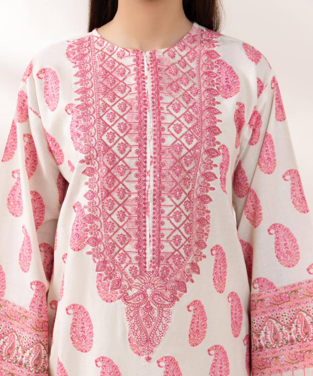 Women's Pret Lawn Embroidered Pink A-Line Shirt