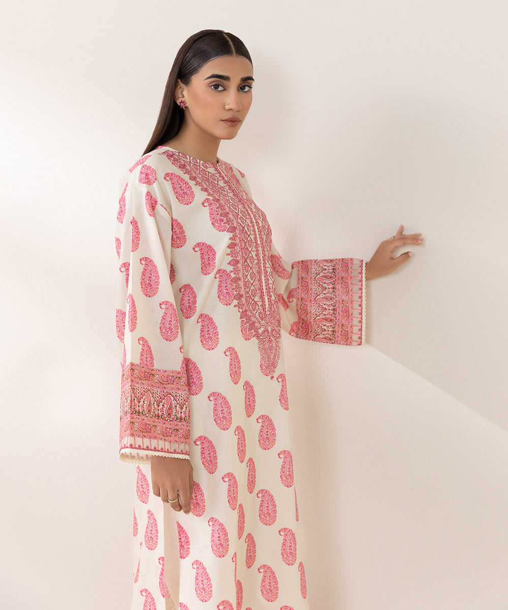 Women's Pret Lawn Embroidered Pink A-Line Shirt