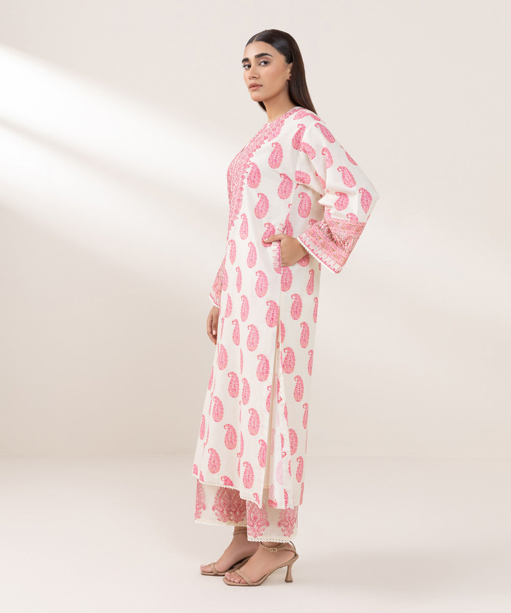 Women's Pret Lawn Embroidered Pink A-Line Shirt