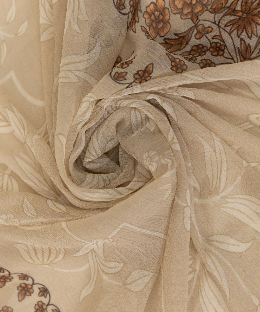 Blended Chiffon Beige Printed Dupatta