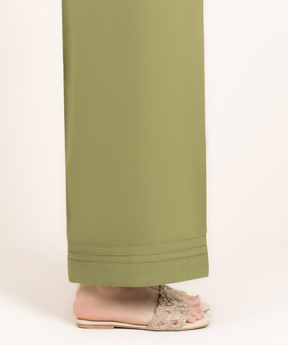 Women's Pret Cambric Solid Green Culottes