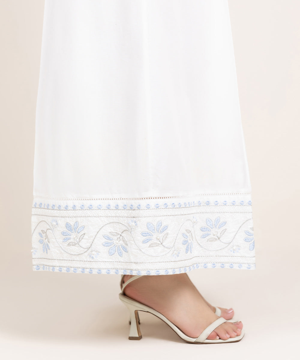 Women's Pret Cambric Embroidered White Sharara