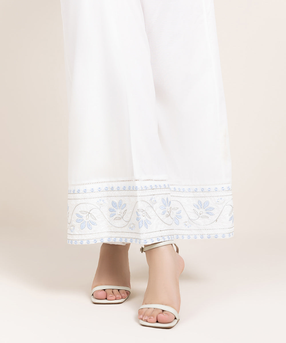 Women's Pret Cambric Embroidered White Sharara