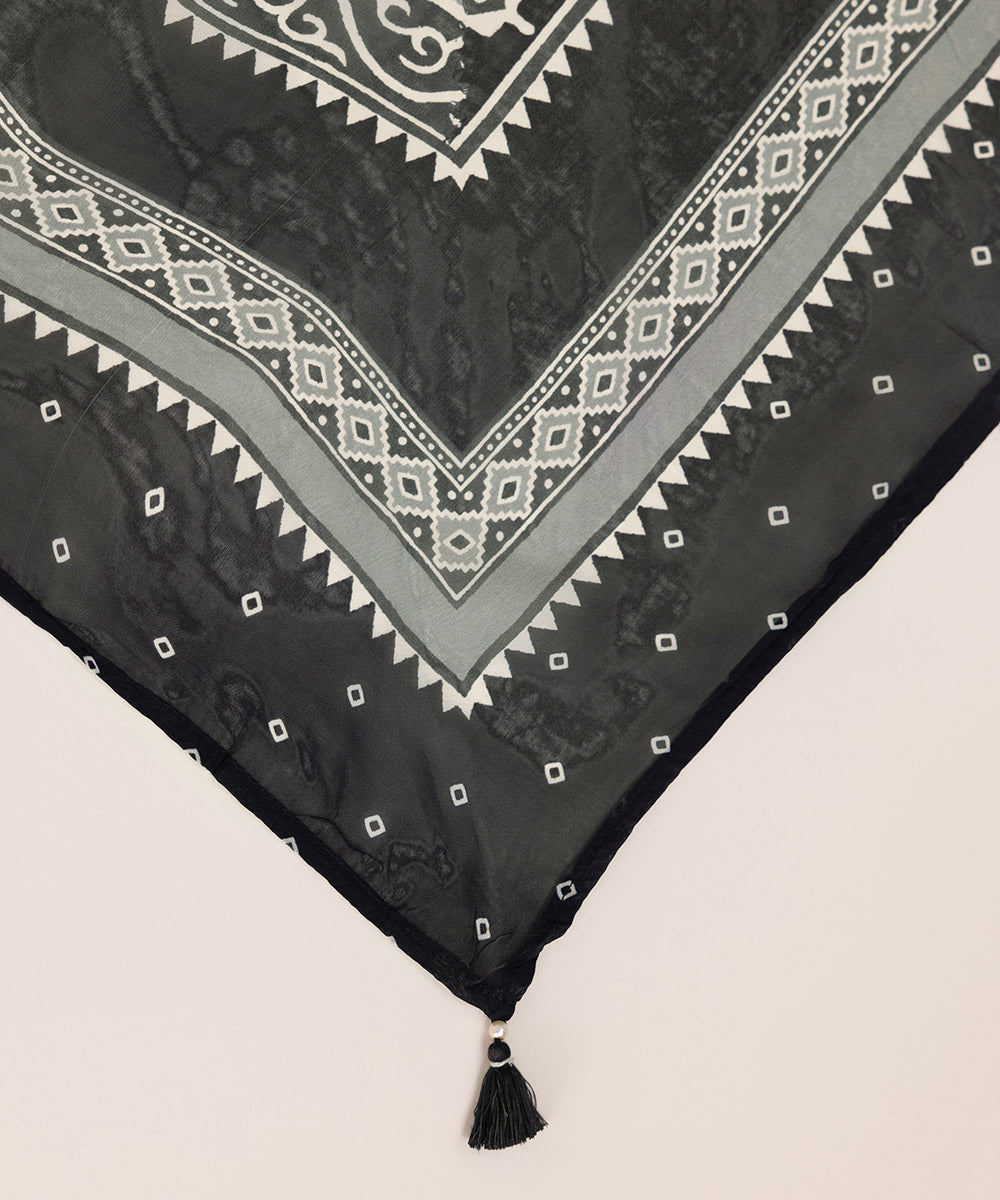 Bemberg Tissue Black Printed Dupatta