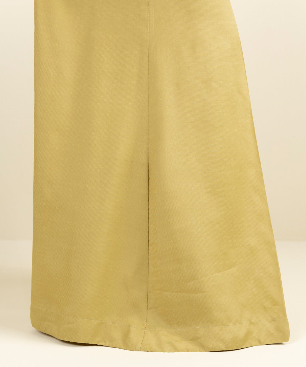 Women's Pret Viscose Raw Silk Solid Yellow Sharara