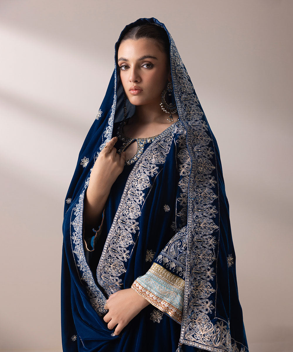 Embroidered Velvet Dupatta