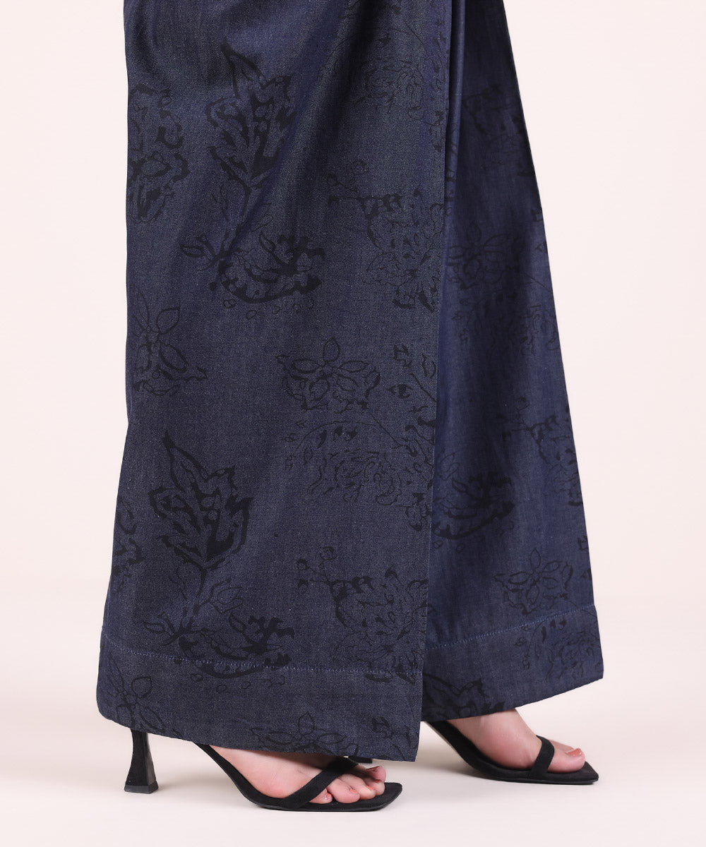 Women's Pret Denim Blue Printed Shalwar