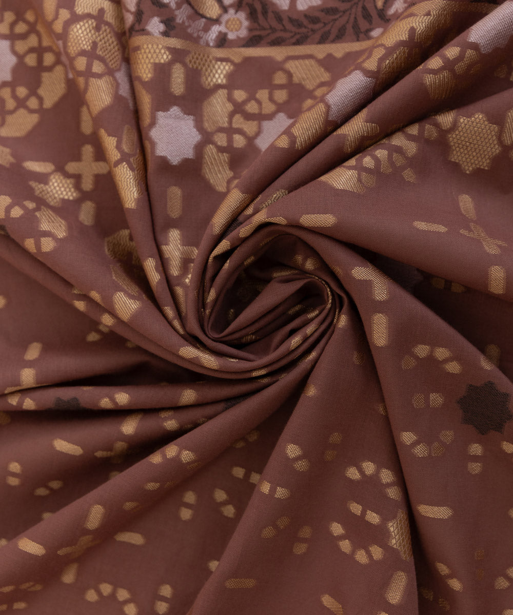 Extra Weft Jacquard Brown Solid Dupatta