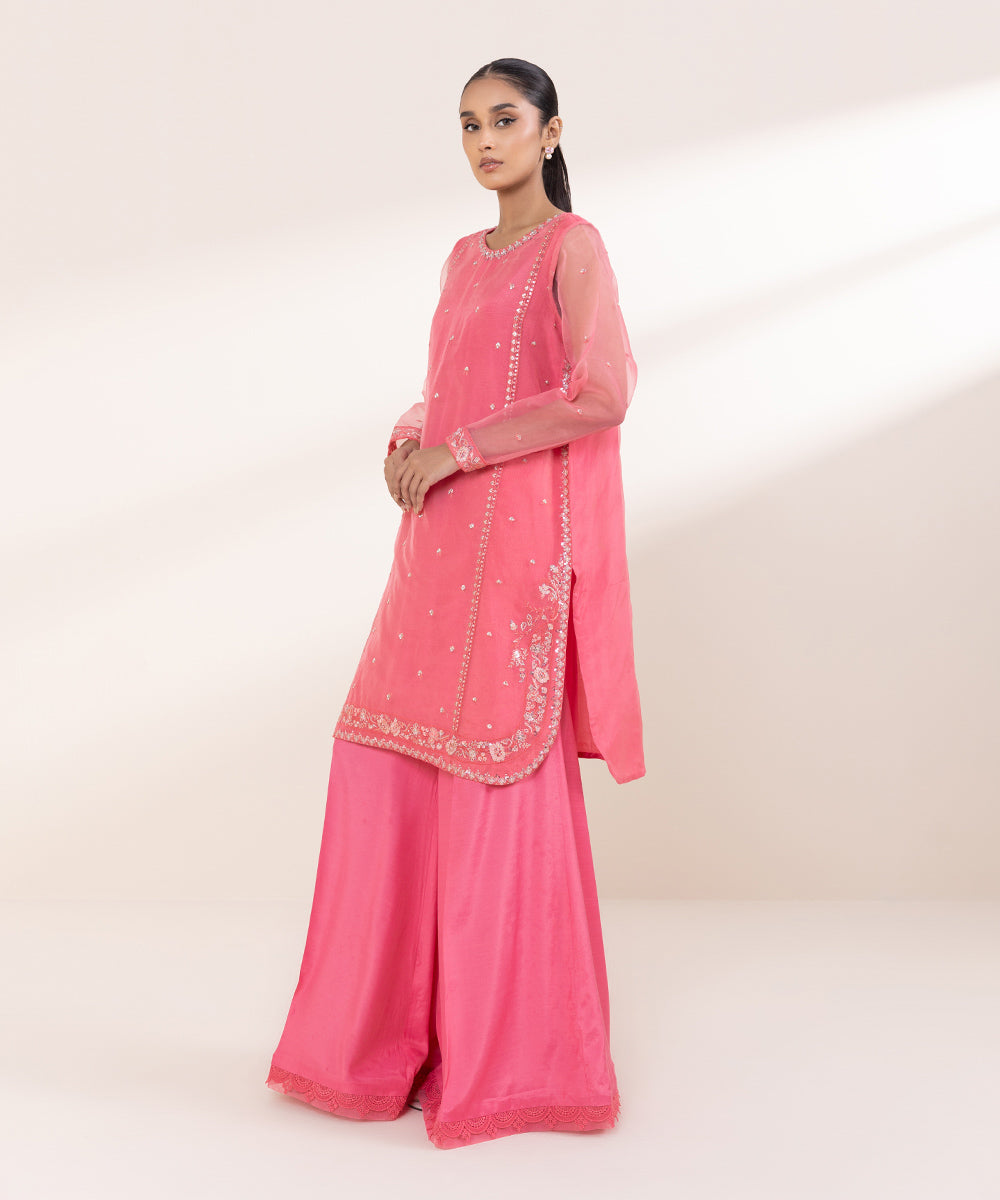 Women's Pret Blended Organza Embroidered Pink 2 Piece Suit